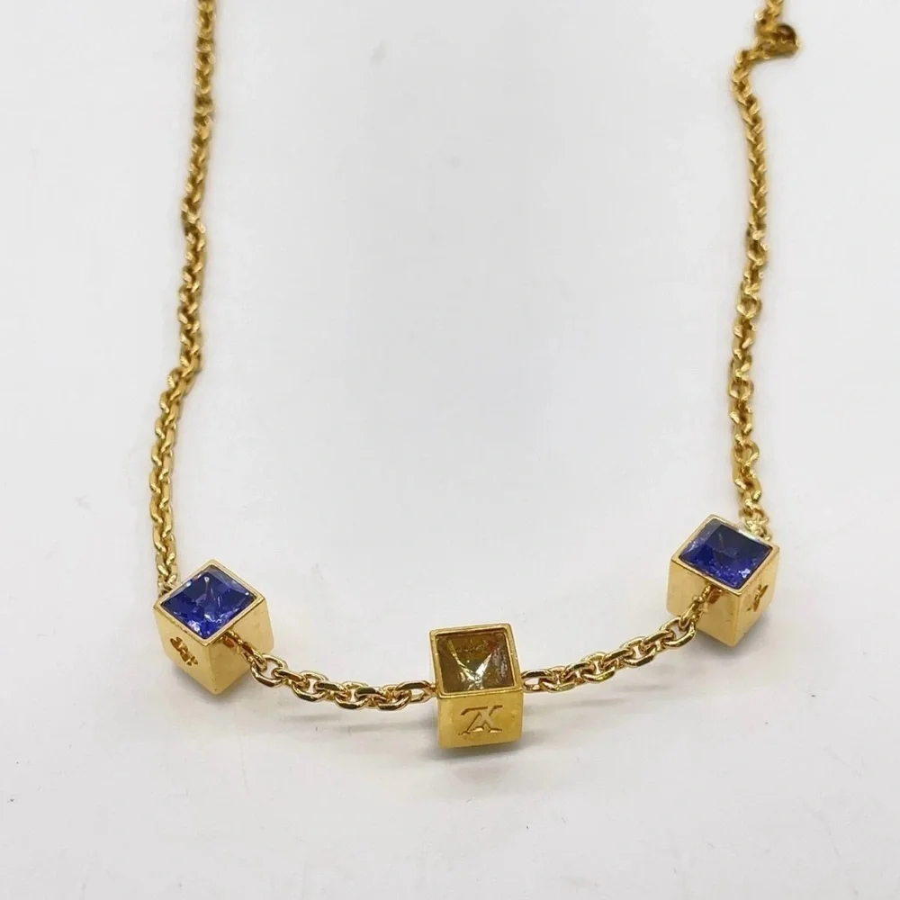 Louis Vuitton Collier Gamble Gold Purple Necklace